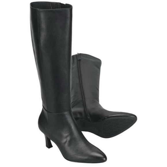 Sofft Boots Sonya Knee High Kitten Heel Pointed Toe Genuine Leather Black Size 8 - Picture 5 of 15